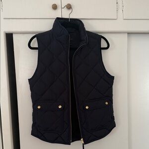 J. Crew Women's Dark Quilted Vest with Gold Accents